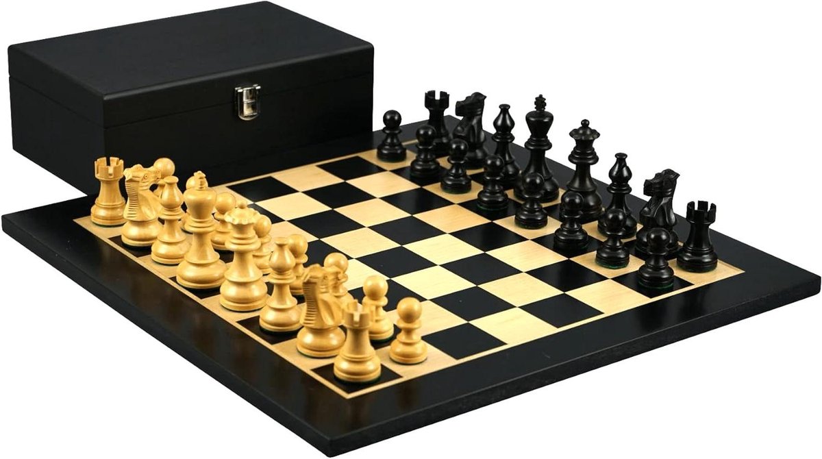 Schaakset - Schaakspel - Strategisch Spel - Verzwaarde Stukken - 405 cm - Zwart