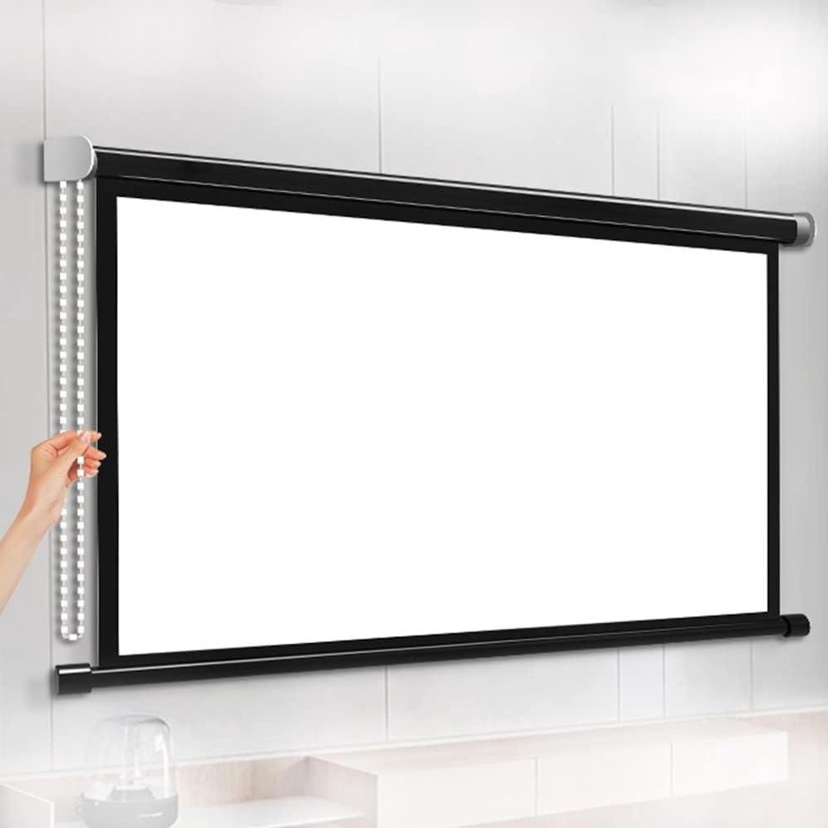 Projectiescherm - Filmscherm Beamer - Thuisbioscoop Maken - Handmatig Intrekbaar - 60 Inch 4:3 - Wit