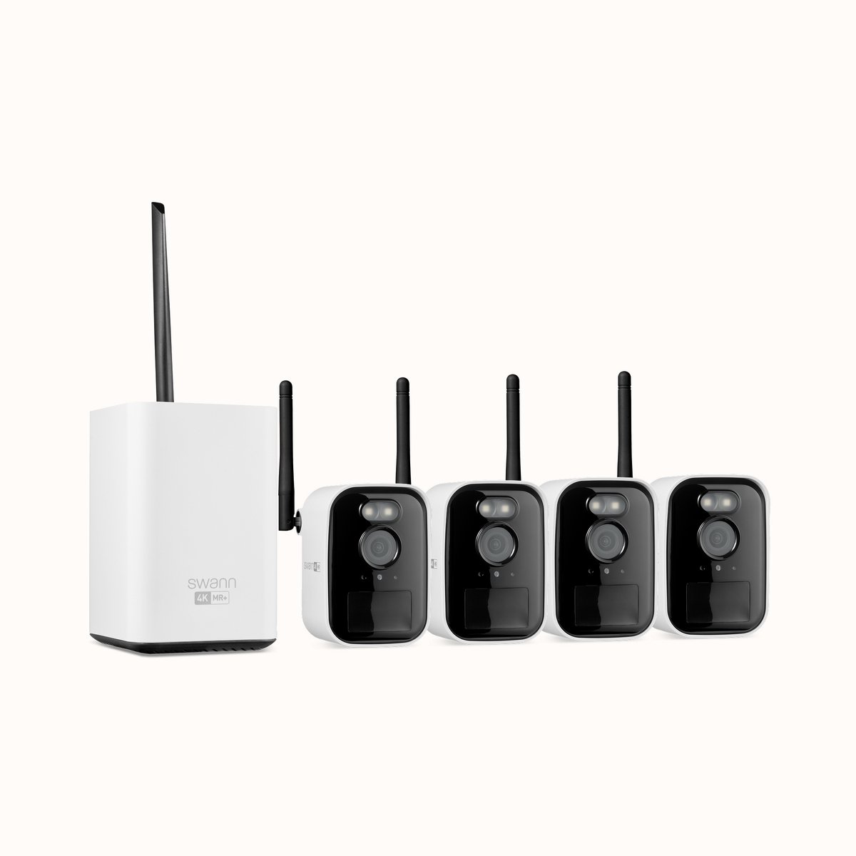 Swann MaxRanger4K™ Mini - Buitencamera's - 4 Pack met Hub - 4K Ultra HD resolutie - Nachtzicht in kleur - Tweeweg Audio - Geen Abonnementskosten - 64GB SD Card - 150 Meter Draadloos Bereik - Wi-Fi HaLow™ Technologie