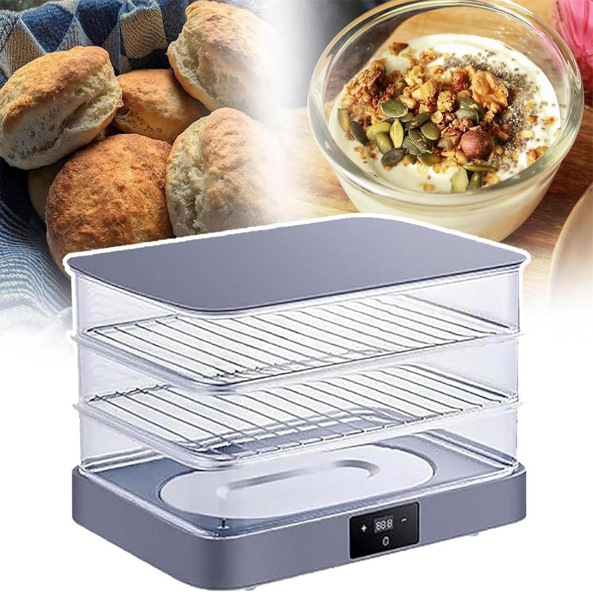 Brooddeegbox - Rijskast - Deeg Fermenteren - Automatische Vochtigheid - 40L Capaciteit - Wit