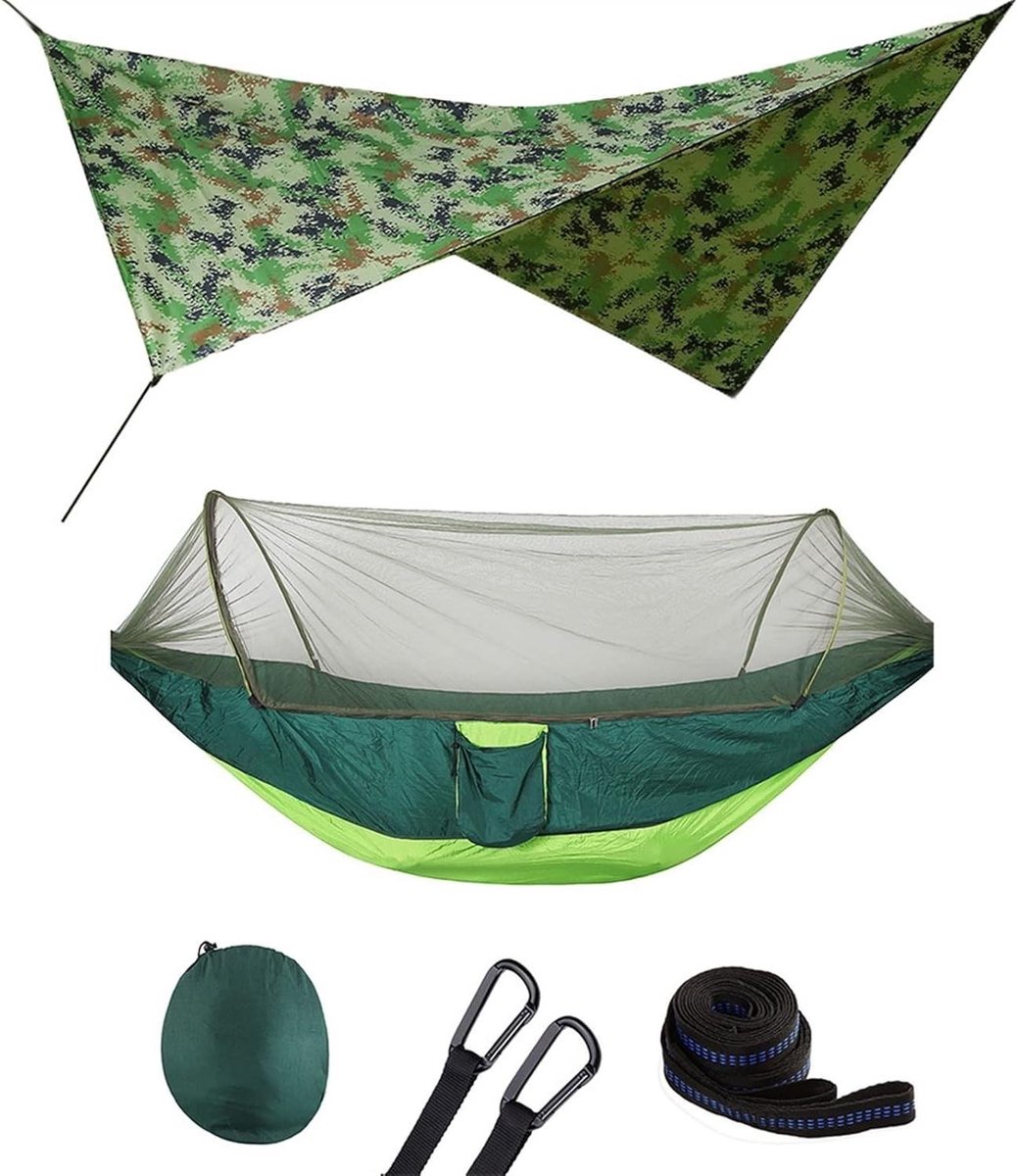 Hangmat Tent - Kampeer Hangmat - Ontspannen Buiten - Waterdichte Luifel - 250 x 120 cm - Zwart