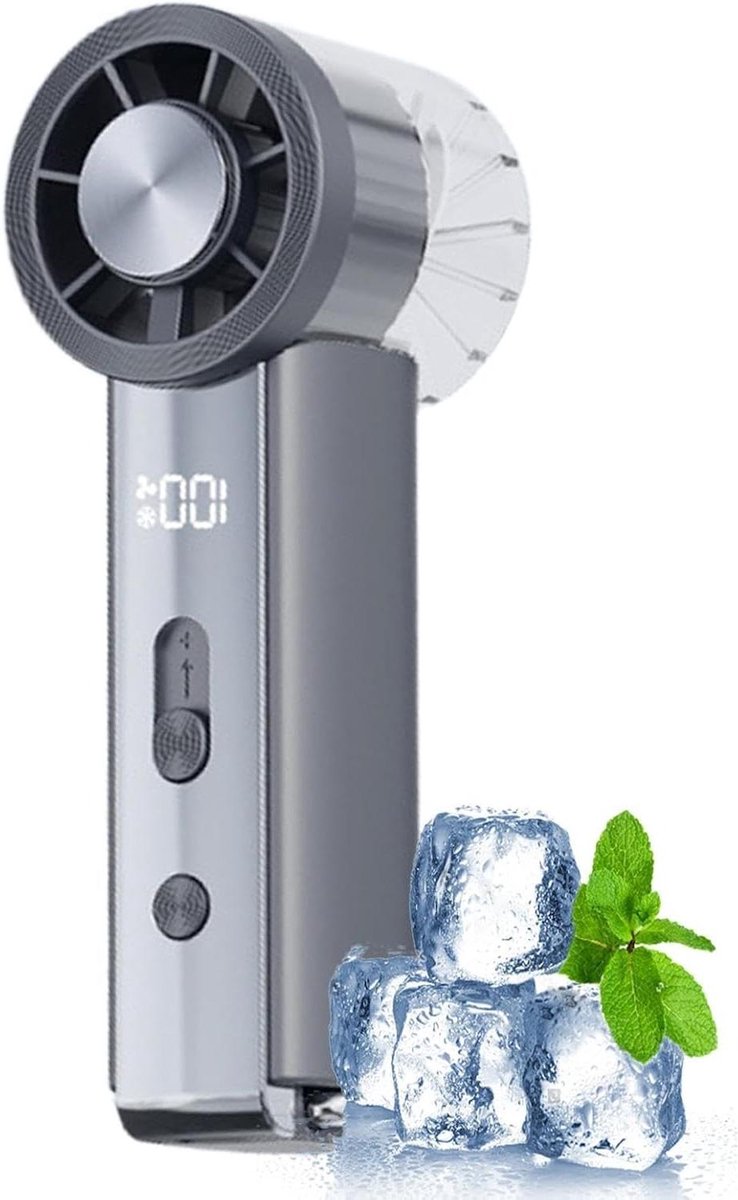Draagbare handventilator - Mini ventilator - Zomerse verkoeling - 6 snelheden instelbaar - 128 cm - Grijs