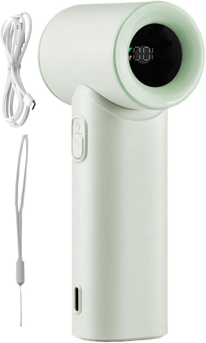 Draagbare Handventilator - Persoonlijke Koeler - Reizen en Buiten - Vijf Snelheden - 12cm Compact - Wit