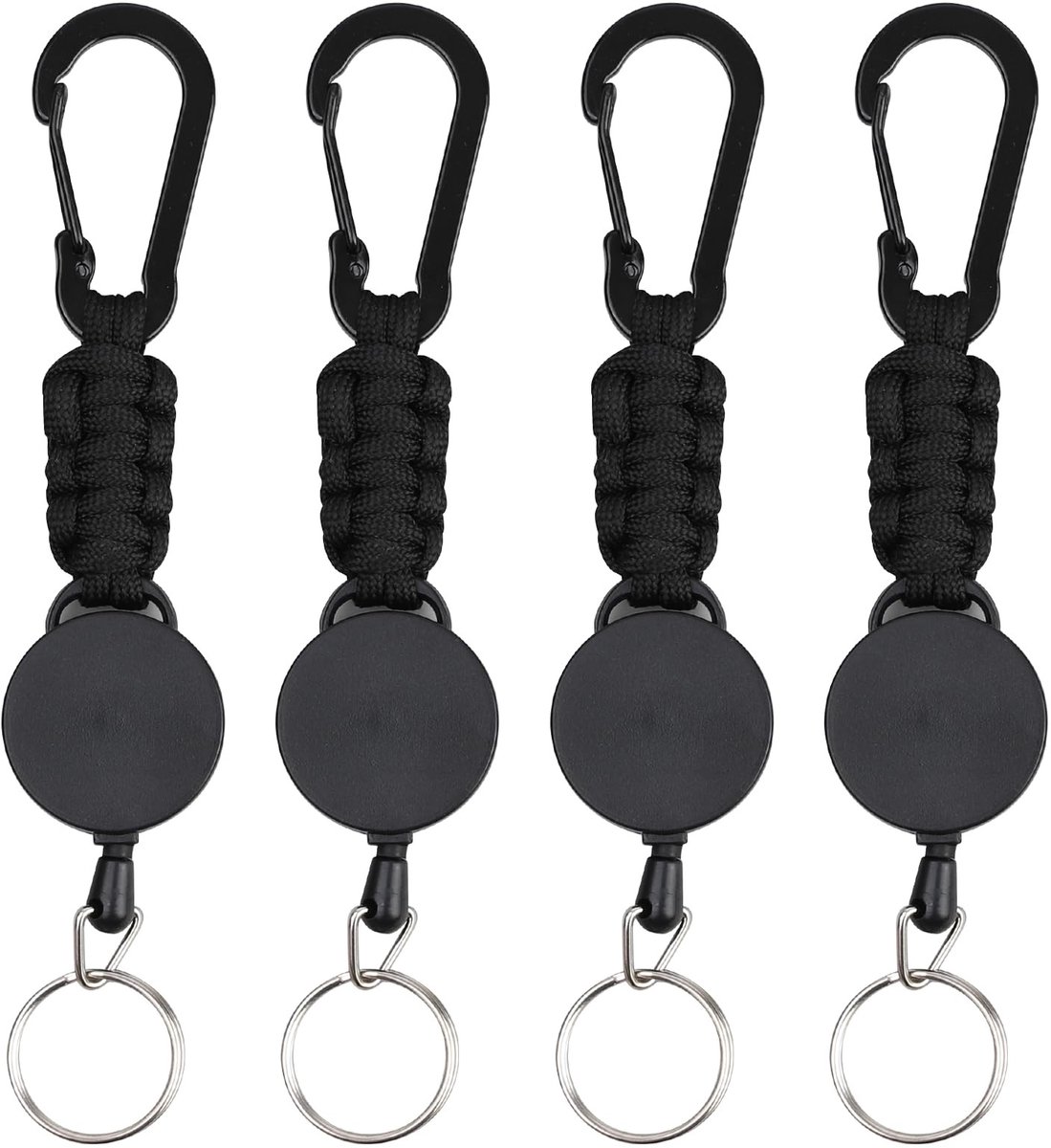 Dailygoods - Set van 4 Uittrekbare Sleutelhangers met Staalkabel