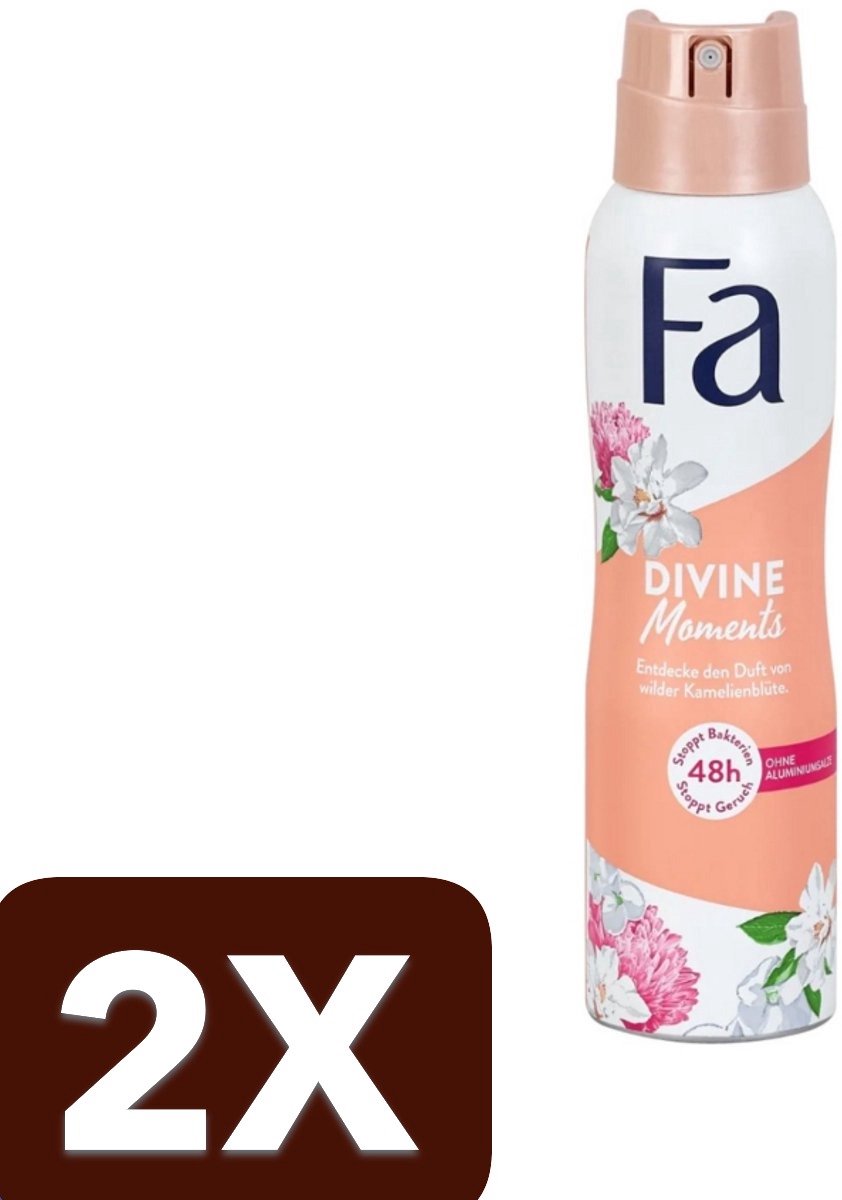 2 x Fa - Divine Moments - Deodorant Spray - Wilde Cameliabloesem - 150 ml -