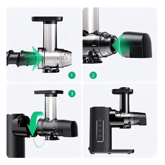 Slowjuicer Koude Pers Juicer 150W met 2 Snelheden voor Groenten en Fruit - Stille Motor tot 65 dB - Gaasvrij Ontwerp - Anti-druppelklep - Automatische Beveiliging - 450 ml — afbeelding 4