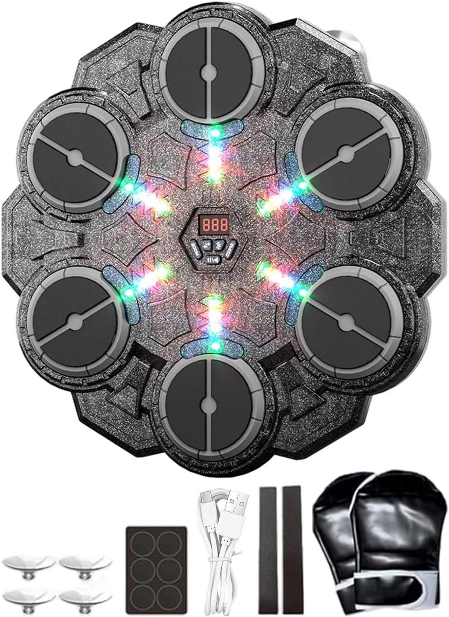 Muziek Boksmachine - Boks Trainings Apparaat - Fitness Thuis - 9 Snelheden Instelbaar - 335x365x37cm - Zwart