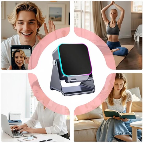 Draadloze Bluetooth-luidspreker met vier functies: telefoonhouder, RGB-sfeerverlichting, 360° rotatie, geschikt voor iPhone, Android en iPad. — afbeelding 2