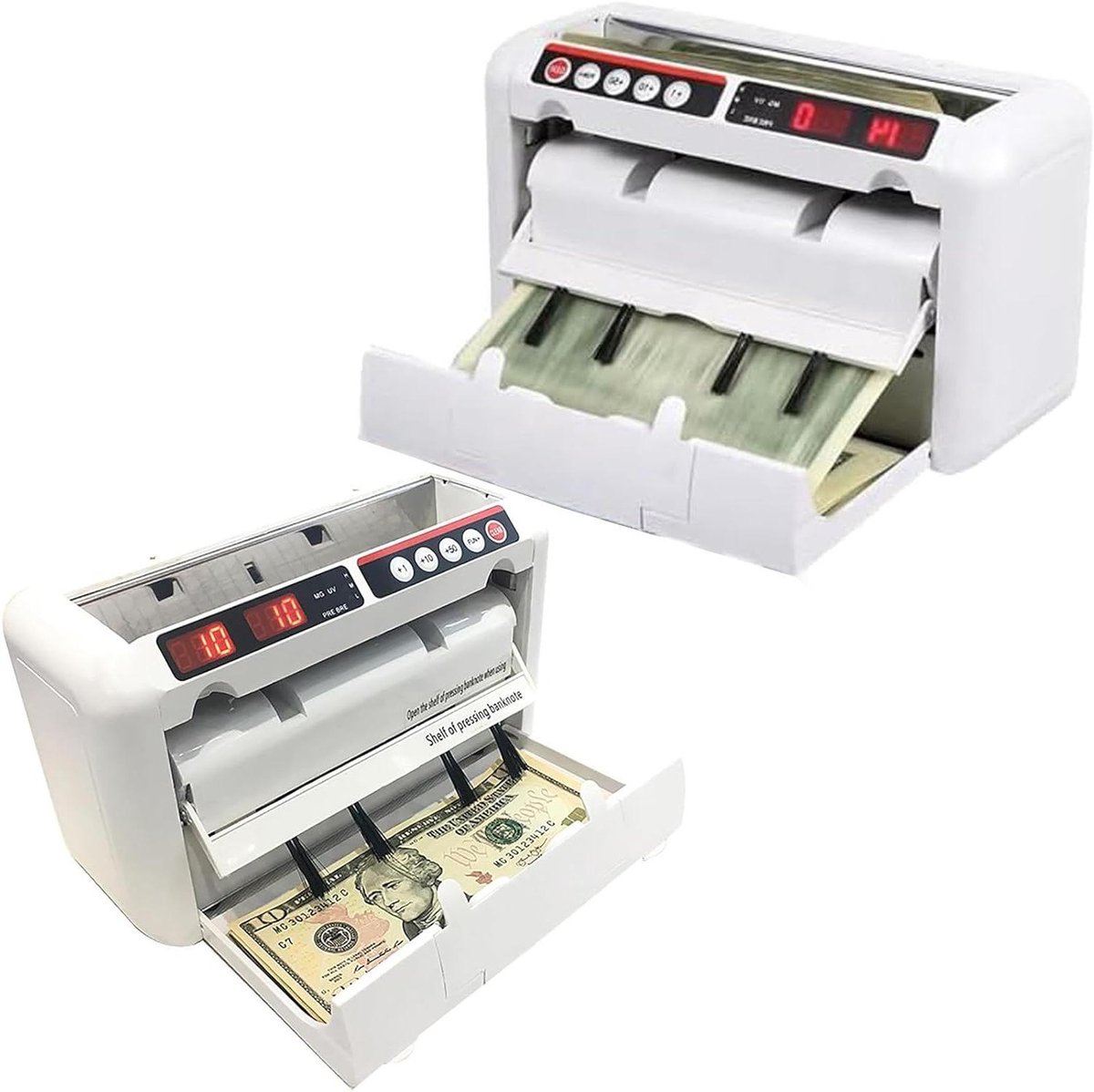 Draagbare geldtelmachine voor meerdere valuta, telling van 1-999, lichtgewicht met rugzak, snelle biljettenteller met automatische reset, geldtelmachine voor nauwkeurig tellen
