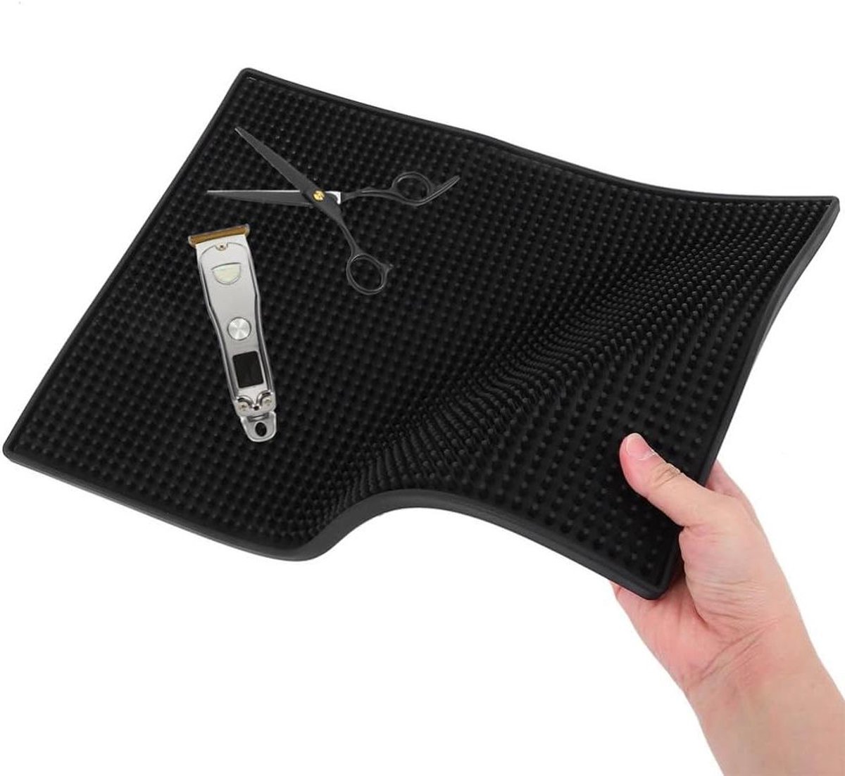 Kappersmat - Gereedschapsmat - Werkplek Organiseren - Antislip PVC - 30x20cm - Zwart