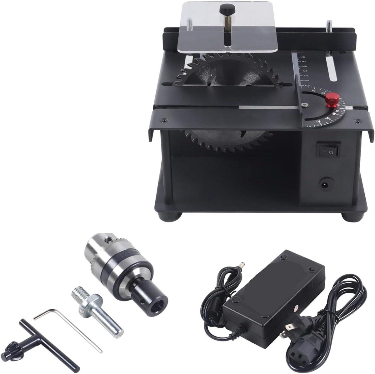 Mini Tafelzaag - Handige zaagmachine - Houtbewerking projecten - 0-90° Hoekinstelling - 19x16x10cm - Zwart