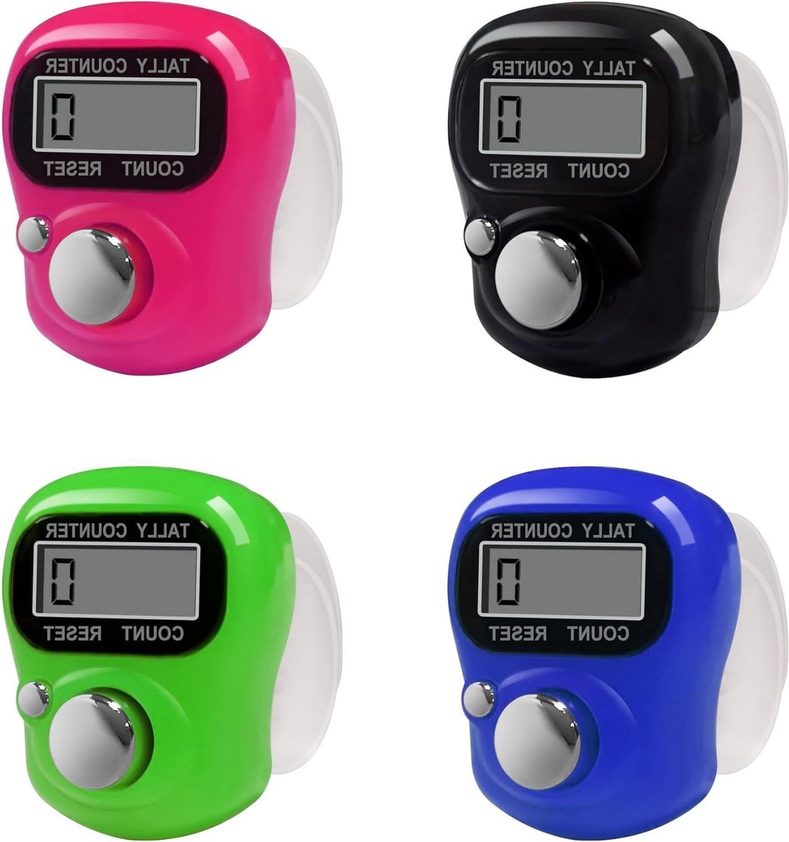Elektronische Vingerteller - Digitale Teller - Tellen van Ronden - 5-cijferig LCD - 4 Stuks - Multicolor