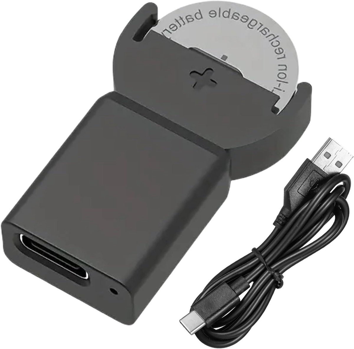 Batterijlader Knoopcel - Universele Oplader - Batterijen Opladen - USB Aangedreven - Compact Formaat - Zwart