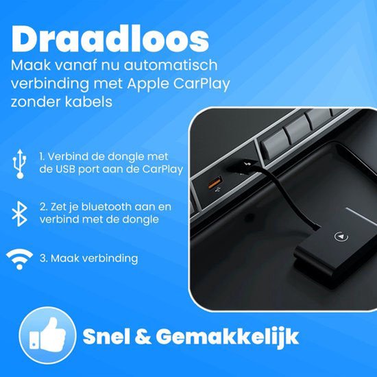 Sander Shop CarMe Luxe Carplay Dongle - Draadloos Carplay - Zwart - Alleen te gebruiken met ingebouwde Apple CarPlay en iPhone van Merkloos — afbeelding 2