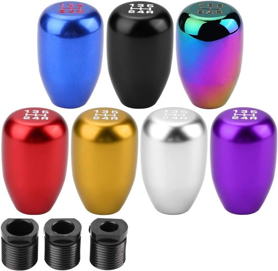 Versnellingspookknop - Handgeschakelde Pook - Auto Interieur Upgrade - Inclusief 3 Adapters - 8 10 12 mm - Titanium — afbeelding 4