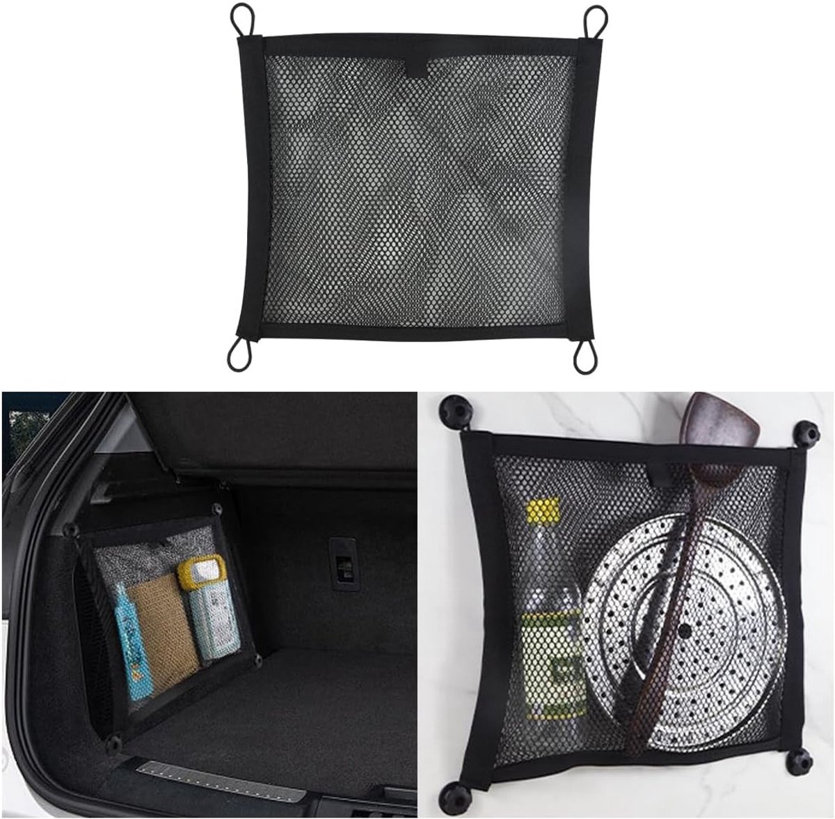 Universele Elastische Bagage Net voor Auto - Ideaal voor SUV's en Personenauto's (35 x 25 cm) - Organiseer en Beveilig je Bagage tijdens Reis
