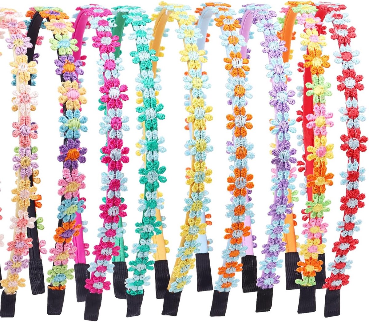 Kleurrijke Haarbanden met Bloemen voor Meisjes, Verstelbare Elastische Haaraccessoires voor Feestjes en Bruiloften, Perfecte Haardecoratie
