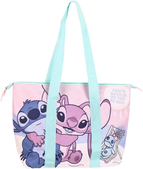 Disney Stitch Strandtas Kind – Shopper Meisjes – Grote Tas met Rits – Voor Strand & Zwembad
