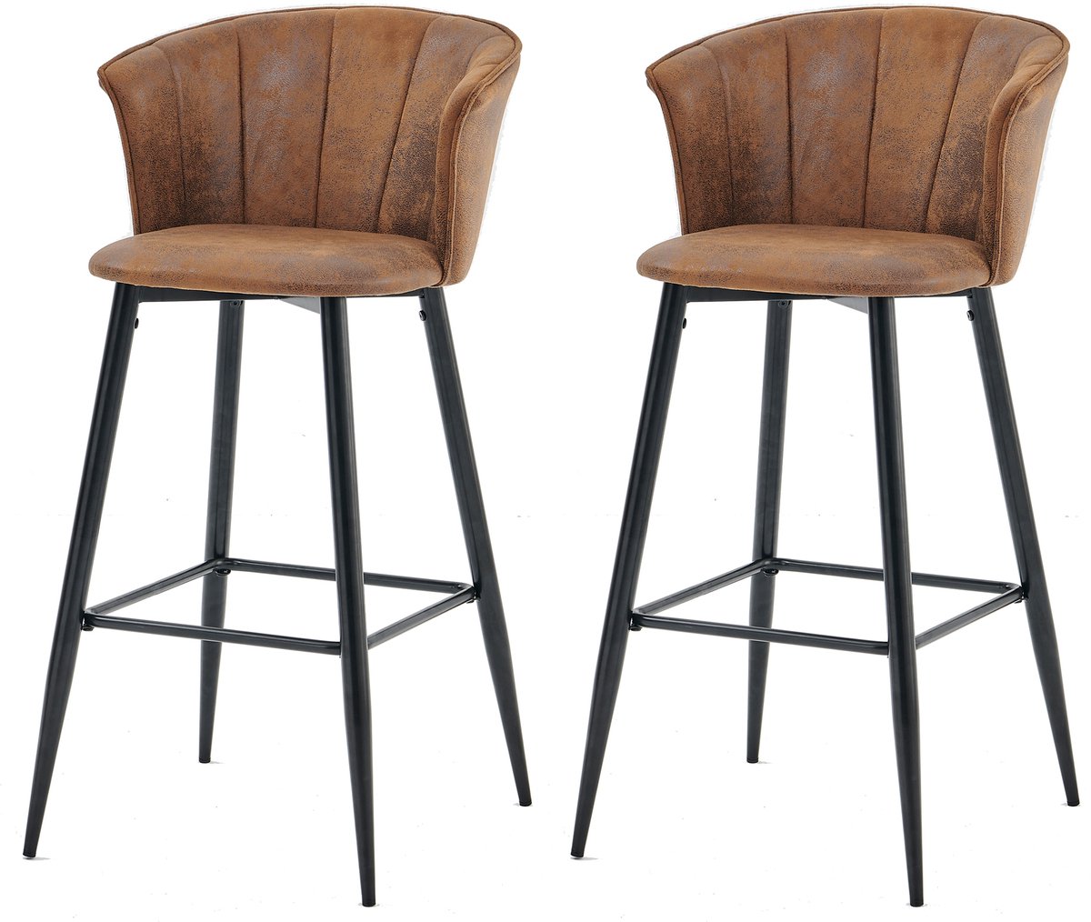 MEUBLE COSY Meubles Cosy Barstoelen - Set Van 2 Met Armleuningen Industrieel Design Imitatie Suède - Bruin