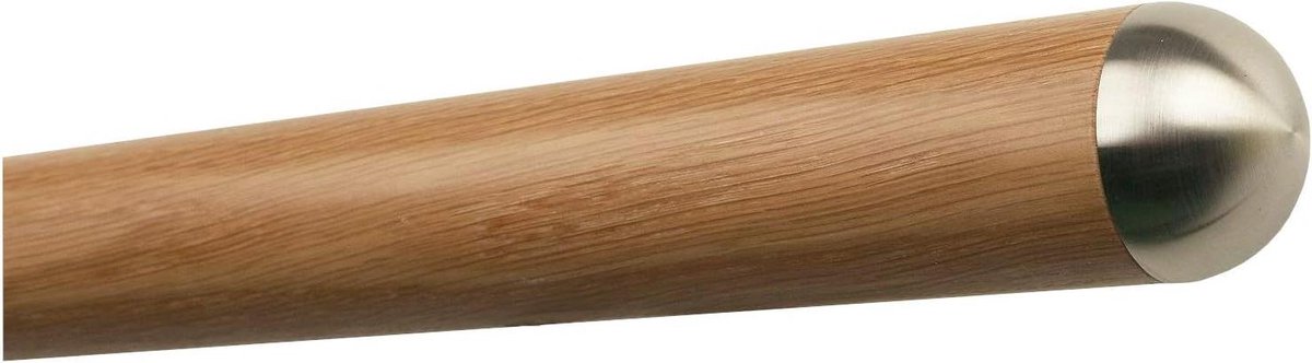 Eiken leuning - Trapleuning hout - Veilig traplopen - Montageklaar met RVS - 180 cm - Natuurlijk hout