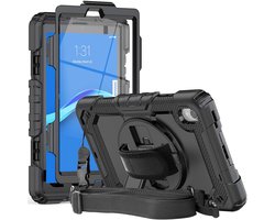 Hoes met ingebouwde Screenprotector | Geschikt voor Lenovo Tab M8 | Inclusief Handriem en Schouderriem | Extreme bescherming | Ideaal voor zakelijk gebruik
