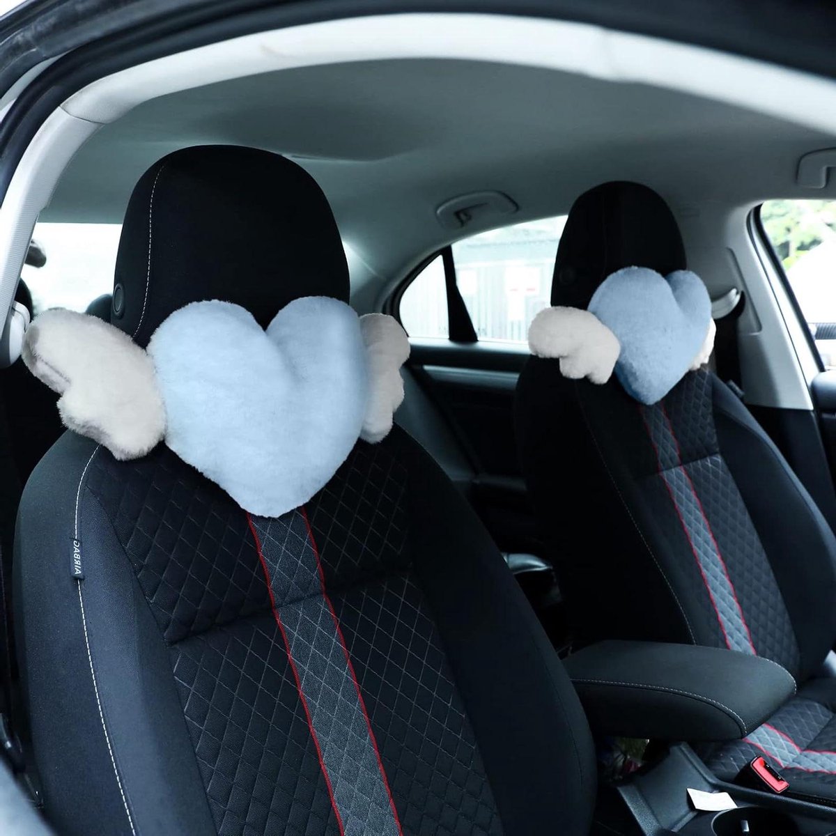 Pluche Hart Kussen - Engelenvleugel Kussen - Comfortabel Rijden - Zacht en Elastisch - 2 Stuks - Lichtblauw