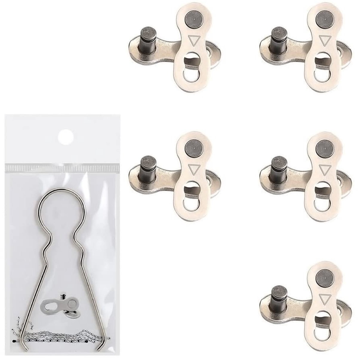 Fietskettingen en 5 Pairs Kettingsloten, Herbruikbare Missing Links van RVS voor 6/7/8 Versnellingen met Gereedschap