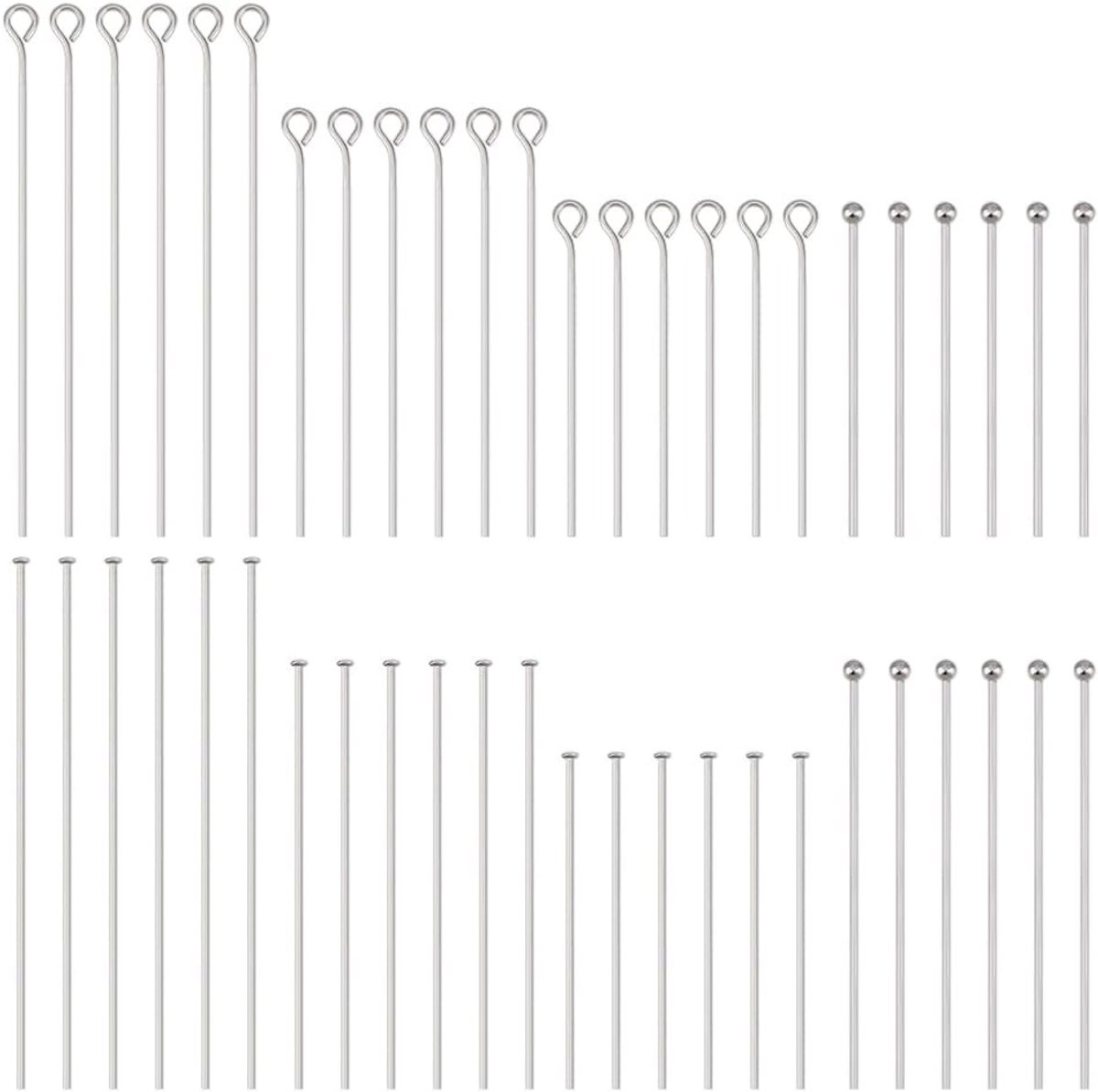 560 Stuks RVS Eye Pins in 8 Maten voor Creatief Sieraden Maken, Duurzaam en Kleur RVS