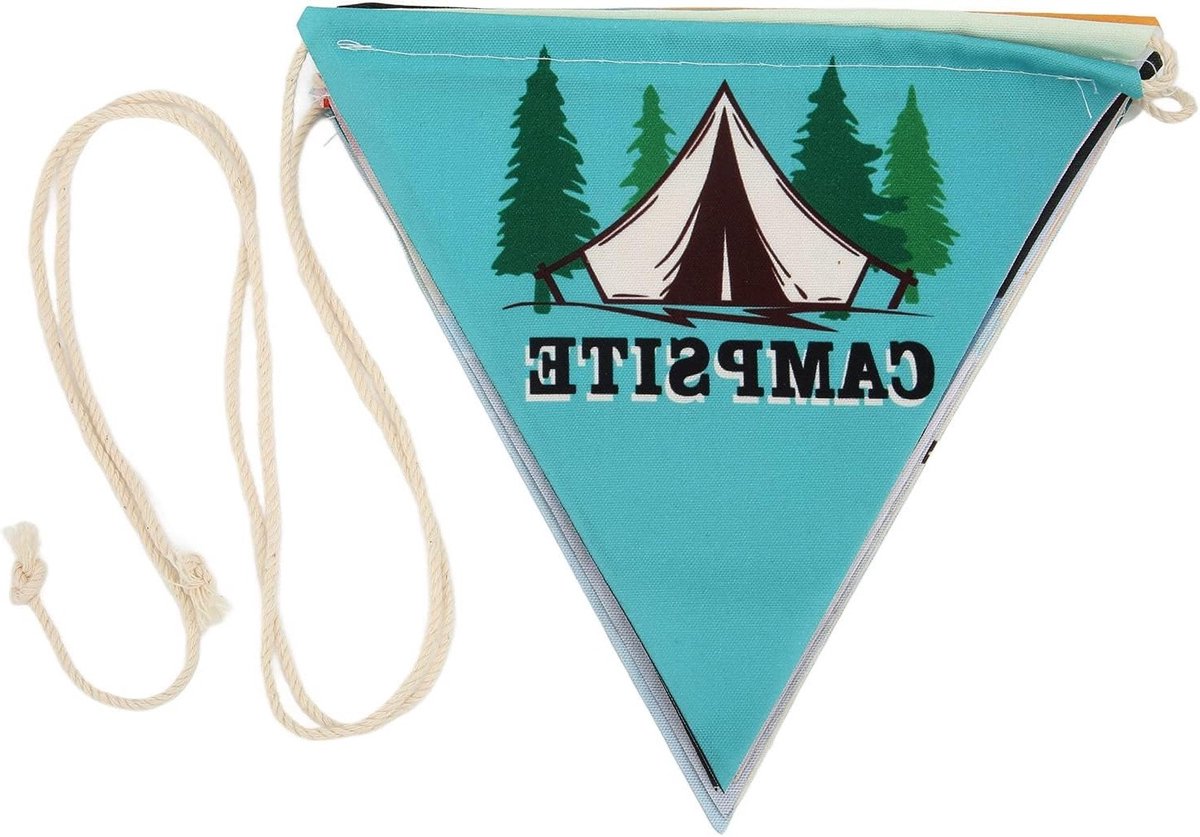 3 Meter Lange Campingvlag met 10 Kleurrijke Vlaggen - Ideale Buitenversiering voor Kamperen, Feesten en Evenementen