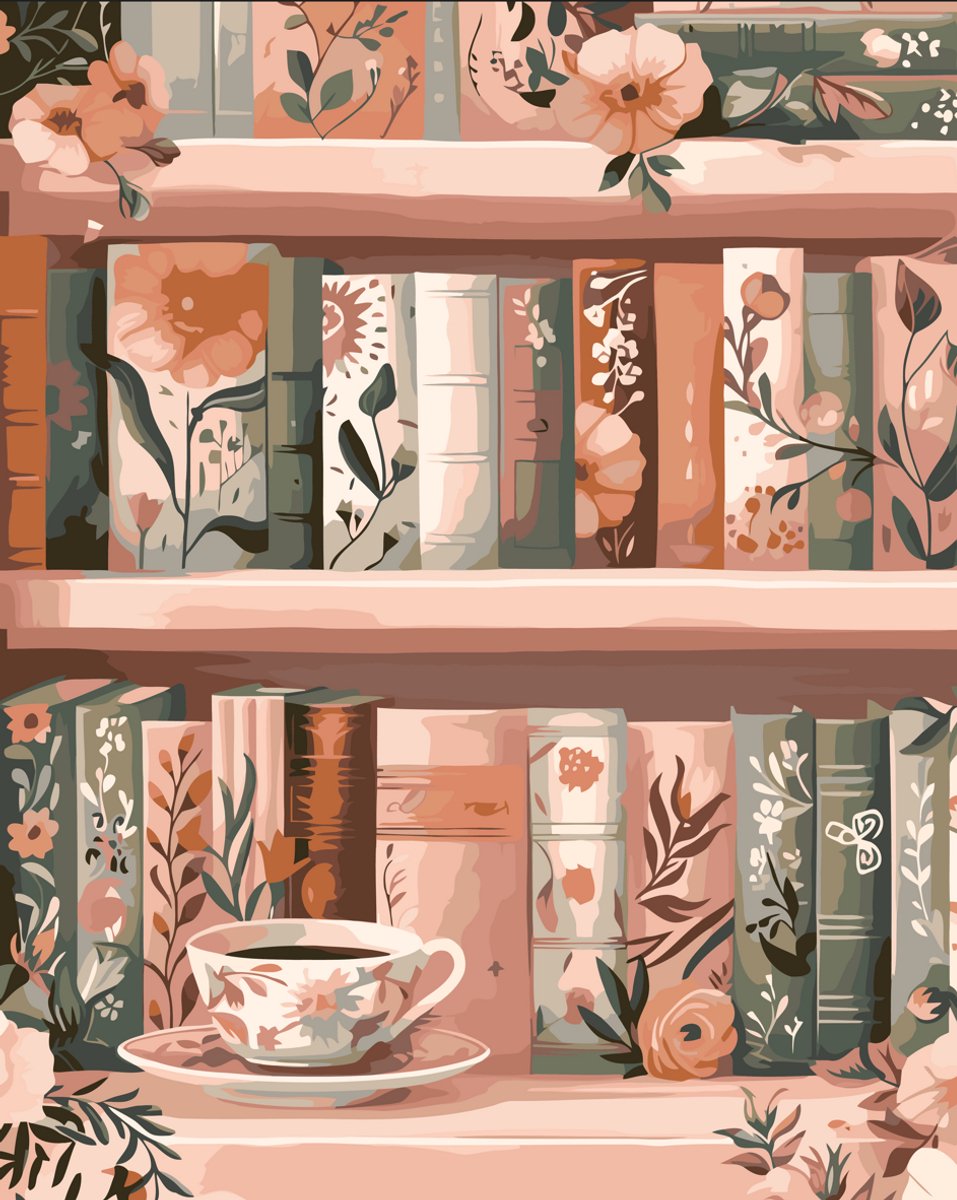 Paint by numbers – schilderen op nummer – DIY decoratie – Boekenplank – A Quiet Pink Corner