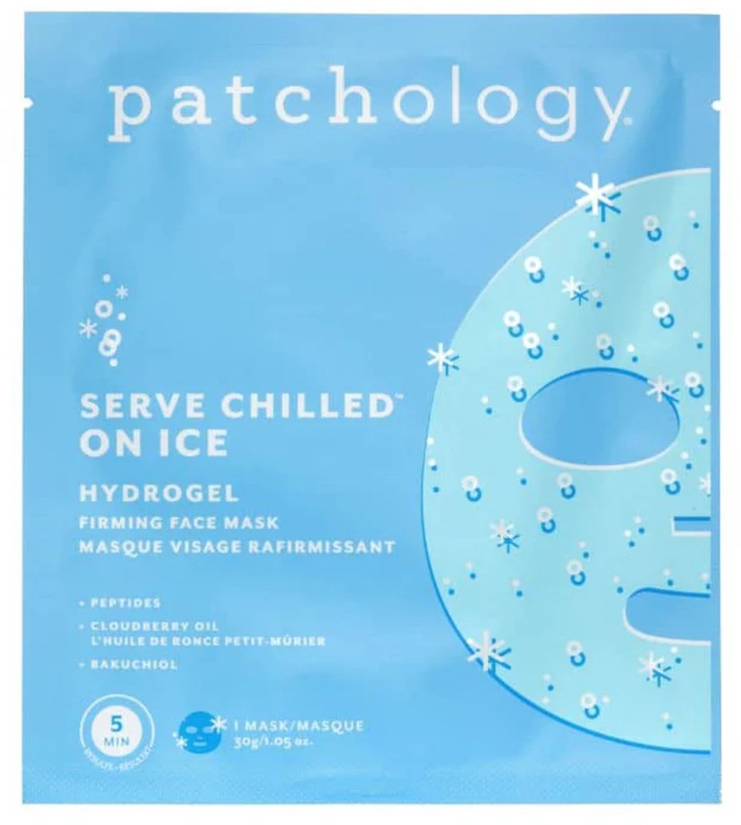 Patchology Serve Chilled™ On Ice Hydrogel Face Mask – Verstevigend Gezichtsmasker Met Bakuchiol, Peptiden & Cloudberry – Verkoelend Anti-Aging Sheet Mask Voor Een Gladdere, Frissere en Stralende Huid – Luxe Hydrogel Masker – 1 Stuk