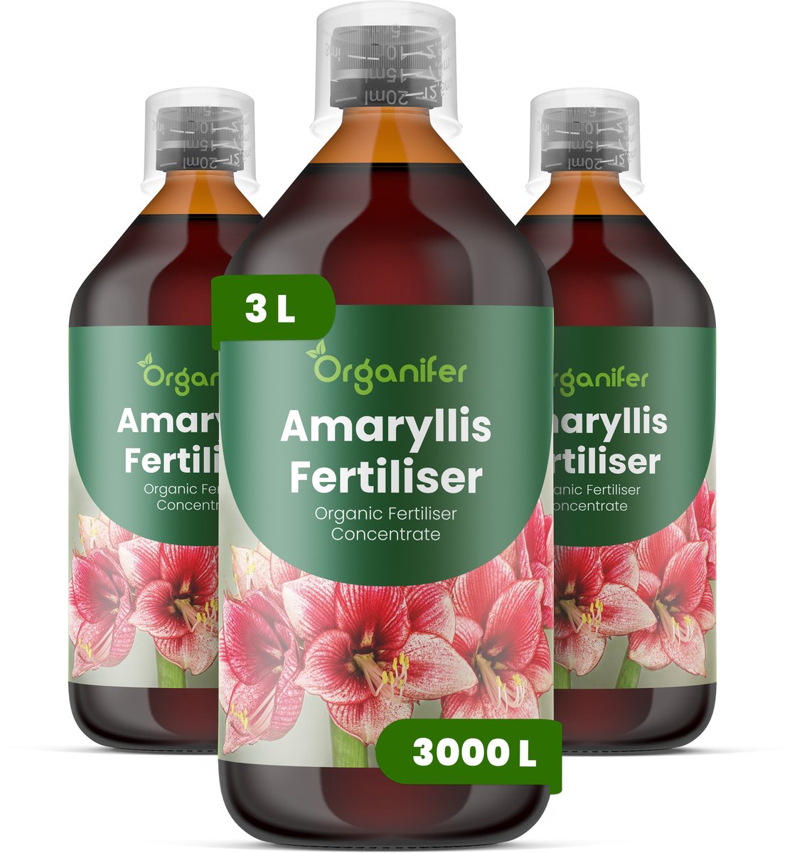 Vloeibare Meststof Voor Amaryllis 3X1 L Voor 3000 L - Npk 3-4-3 - Voor Sterke Bolontwikkeling - Grote Bloemen - Intense Kleur - Rechtopstaande Bloemstelen - Krachtige Wortelontwikkeling - Knopvorming - Bolvitaliteit - Organifer