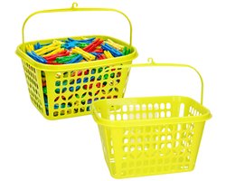 Plasticforte Knijpermandje - 2x - lime groen - 20 x 25 cm - kunststof - wasknijpertasje/knijperzak