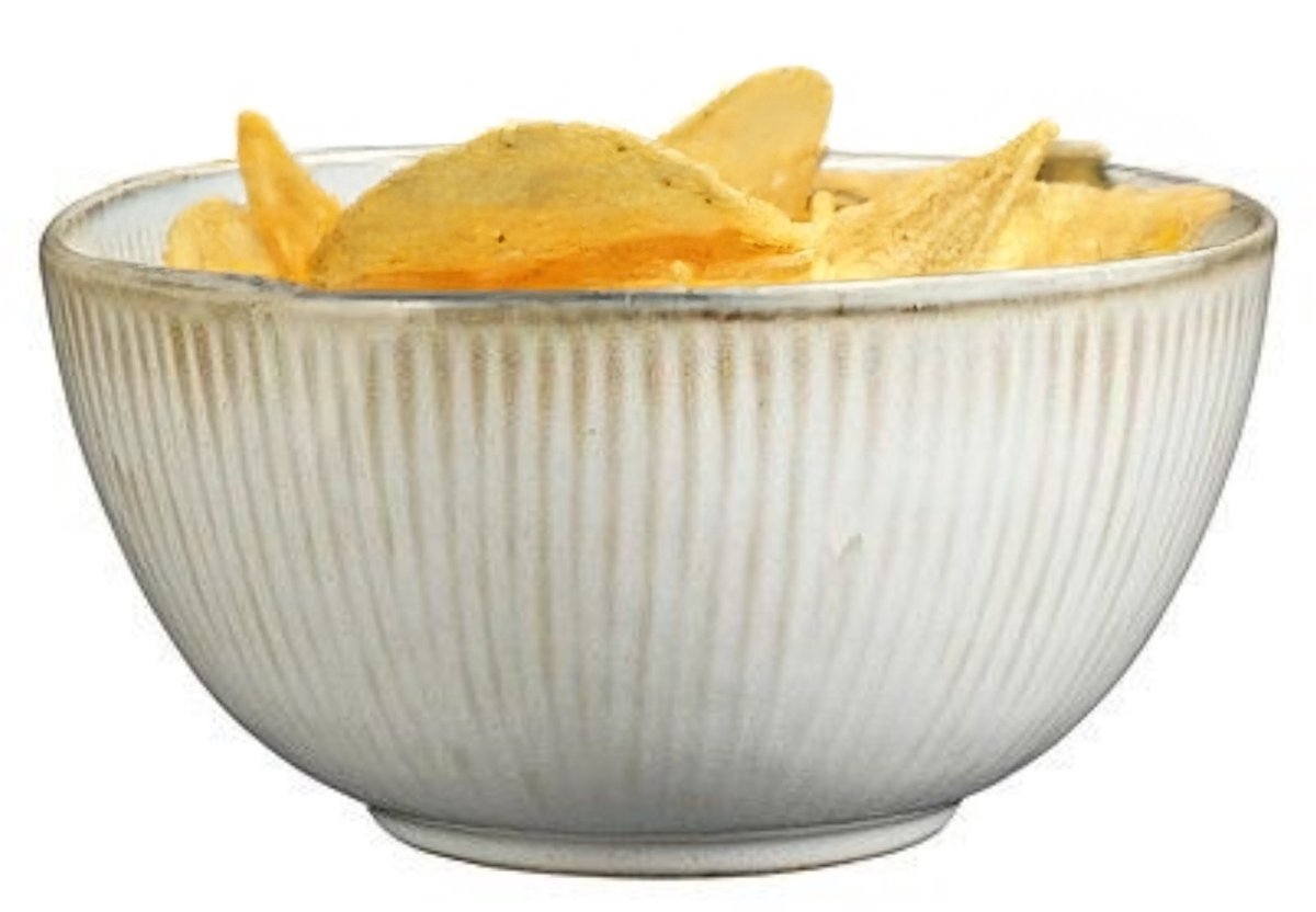 Mica Decorations Serveer/chips schaaltje Nusa - creme - 14 x 7 cm - keramiek - kommetjes
