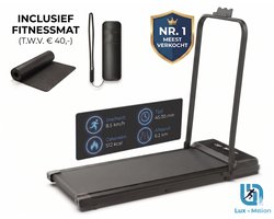 Lux-Motion Elektrische Loopband (1-10 km/u) 003 – Inklapbare Wandelband voor Thuis & Kantoor – Met Bluetooth & FitShow App – Inclusief Gratis Beschermmat (t.w.v. €39,95) – LED Display & Afstandsbediening