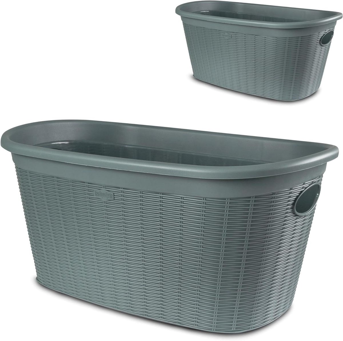 2 Wasmanden - Draagmand Opberger - Was Sorteren - Rotan Design - 35 Liter - Groen