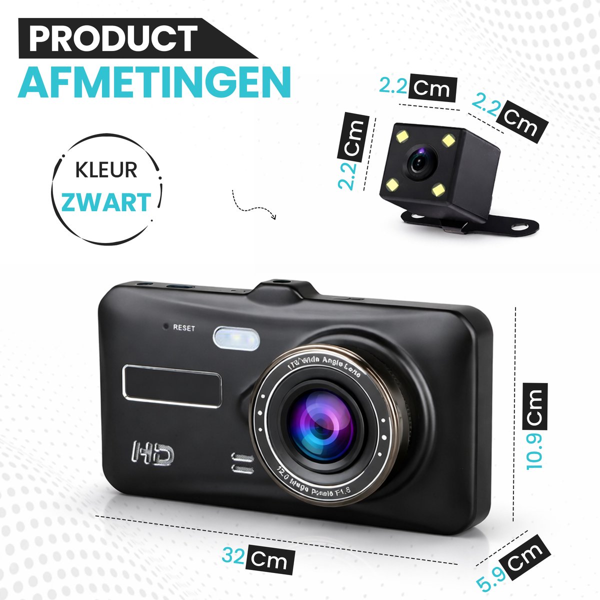 RaviSoll Dashcam Auto – Dual Dashcam Voor en Achter – Full HD Opname – 170° Groothoeklens – Parkeermodus – Nachtzicht – Eenvoudige Installatie – foto 5