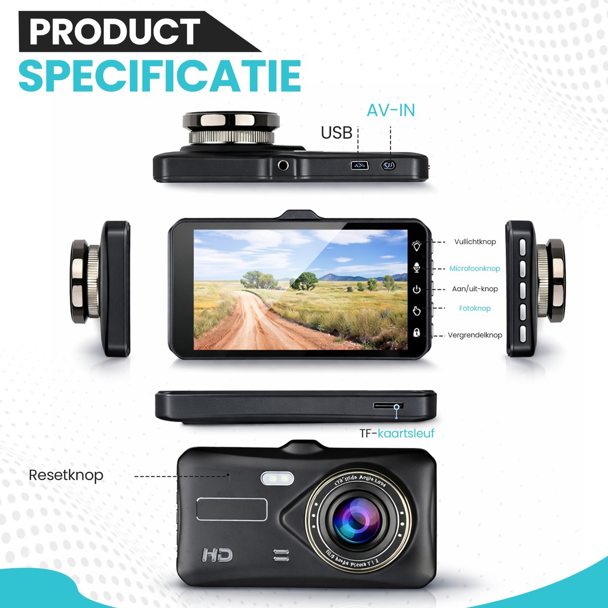 RaviSoll Dashcam Auto – Dual Dashcam Voor en Achter – Full HD Opname – 170° Groothoeklens – Parkeermodus – Nachtzicht – Eenvoudige Installatie – foto 6