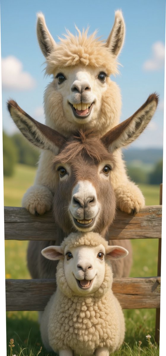 Klikosticker alpaca, ezel en schaap 37x80 cm. (zie ook de andere designs)