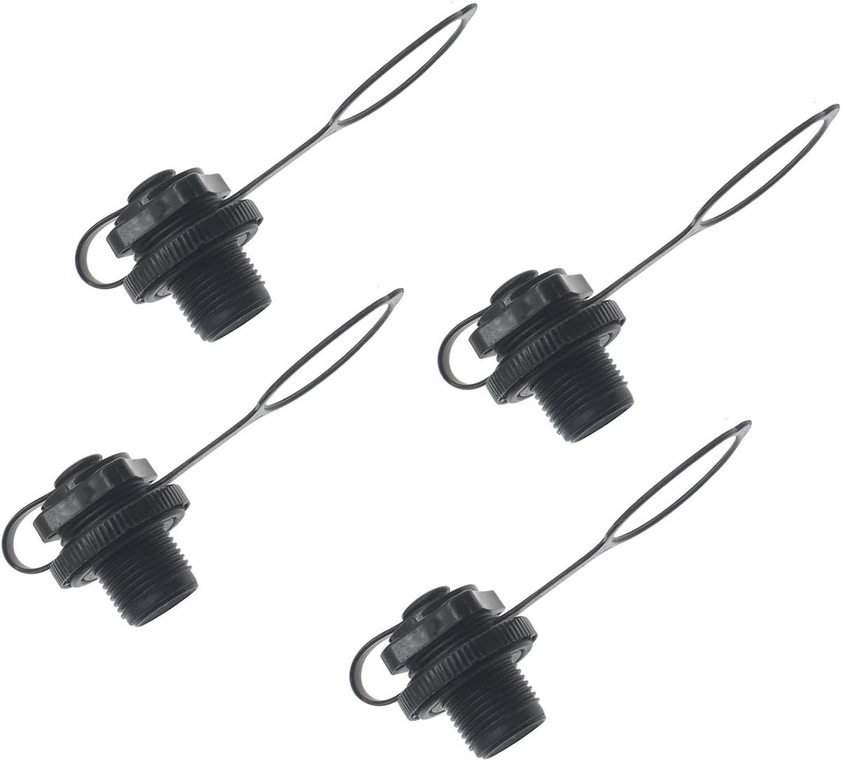 Ventiel Opblaasboot - Inflatie Mondstuk - Watersport Accessoires - Eenrichtings Luchtstroom - 4 Stuks - Zwart