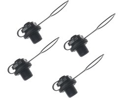 Ventiel Opblaasboot - Inflatie Mondstuk - Watersport Accessoires - Eenrichtings Luchtstroom - 4 Stuks - Zwart