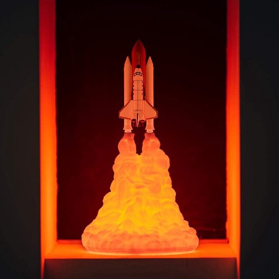 Ruimteverlichting Nachtlampje - 3D Print Lamp - Decoratie Thuis - Raket Vorm - 28 cm - Rood — afbeelding 2