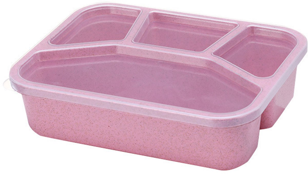 Herbruikbare plastic lunchbox met 4 vakken - Roze