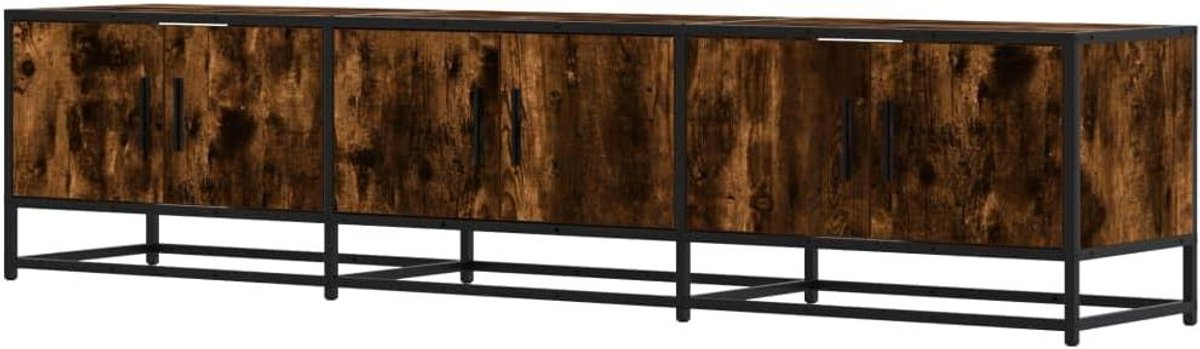 Tv-meubel - Tv kast dressoir - Opbergen media - Bewerkt hout metaal - 180x35x41 cm - Gerookt eiken