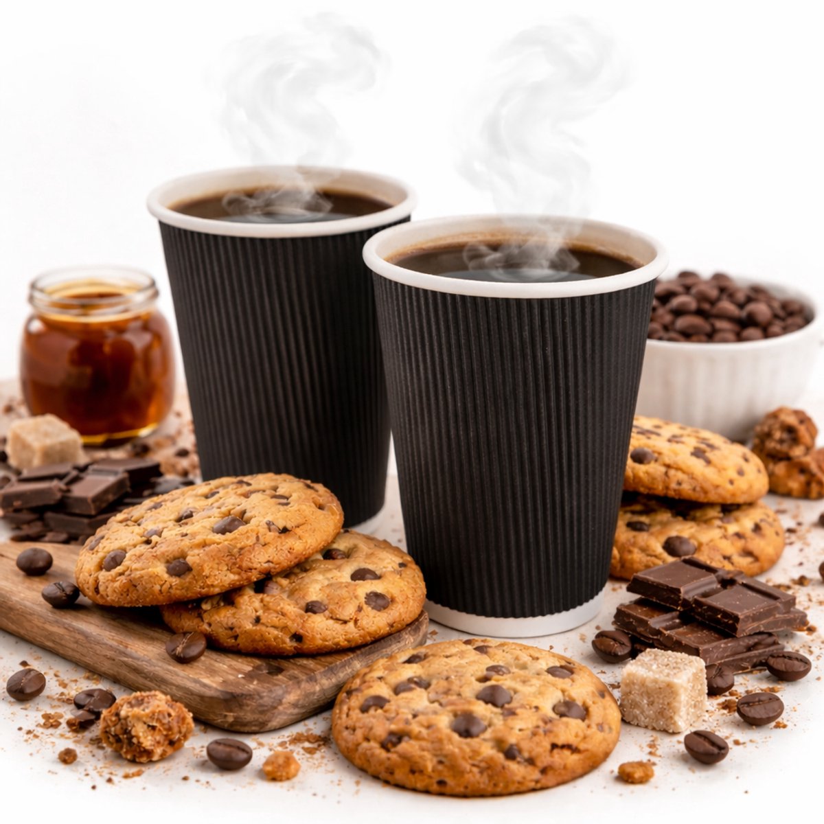 Koffiebeker 8oz 240 ml Zwart Ripple Kraft Dubbelwandig- 50 Stuks- wegwerp papieren bekers karton kraft – drank bekers – drinkbekers- koffie beker – wegwerpbeker – Koffiekopjes – Koffiemokken - Warme en Koude Dranken