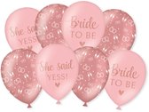 LUQ – Ballons en latex Bride to Be – 8 pièces – Décoration de luxe – Décoration d'enterrement de vie de jeune fille – Prêt pour l'hélium – Enterrement de vie de jeune fille