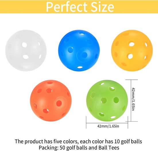 longziming - Golfballen - Golfbal - 28 stuks - Golf Oefenballen - Air Flow Holle Golf Trainingsballen 42mm - Plastic Golfballen Voor Swing Oefening, Driving Range En Outdoor Gebruik van longziming — afbeelding 2