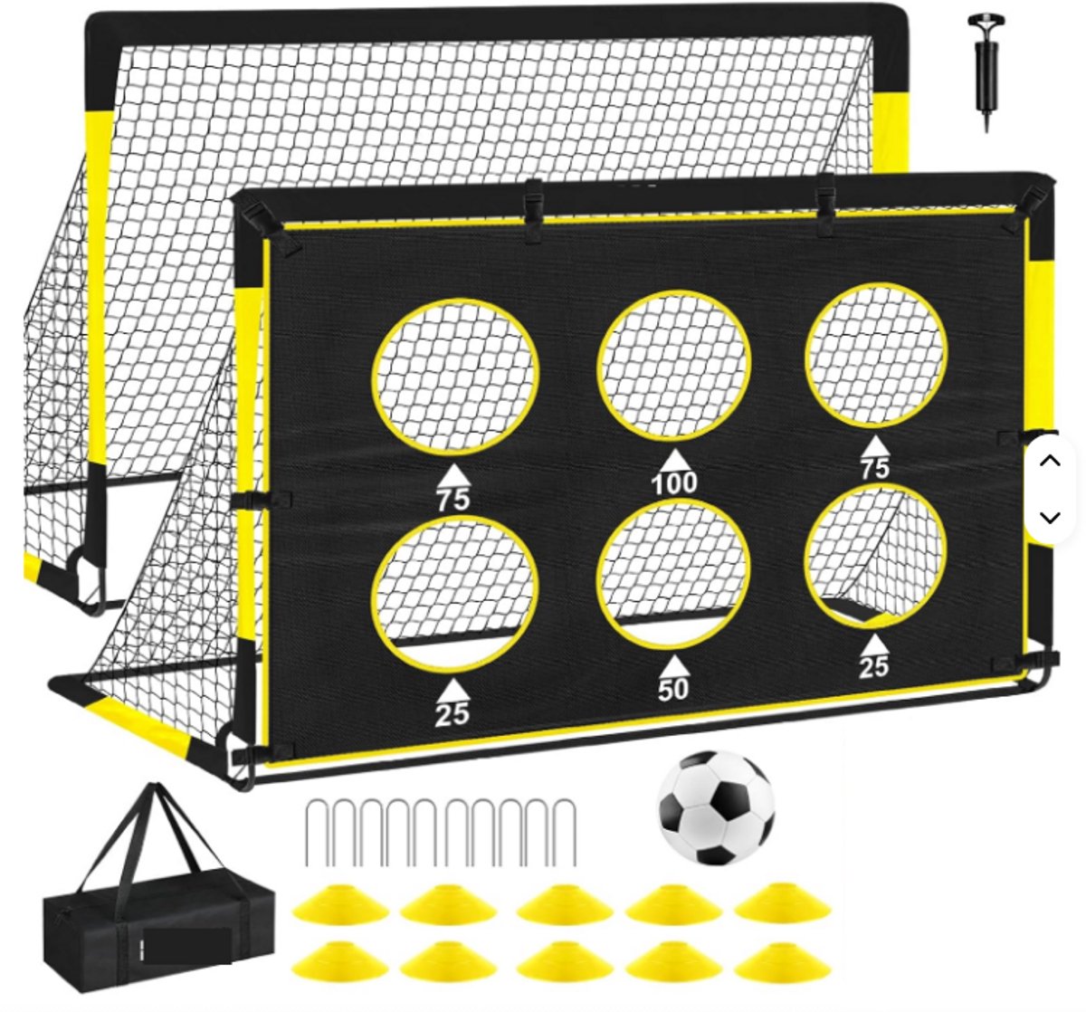 Bolke Voetbaldoel met Schietdoek - Trainingsdoel met Targets – Inclusief Bal, Pionnen & Draagtas –150*120*120cm - Voetbaldoel Kinderen & Tuin