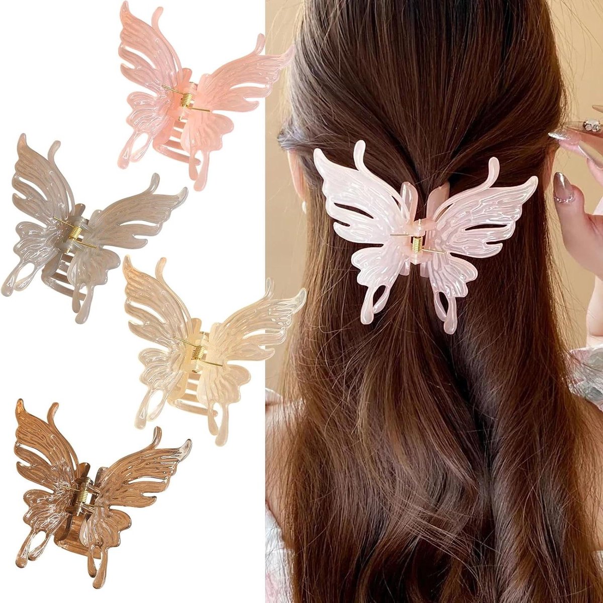 Vlinder Haarclips - Haarklemmen Set - Haar Stijlen - Antislip Klem - 4 Stuks - Gekleurd