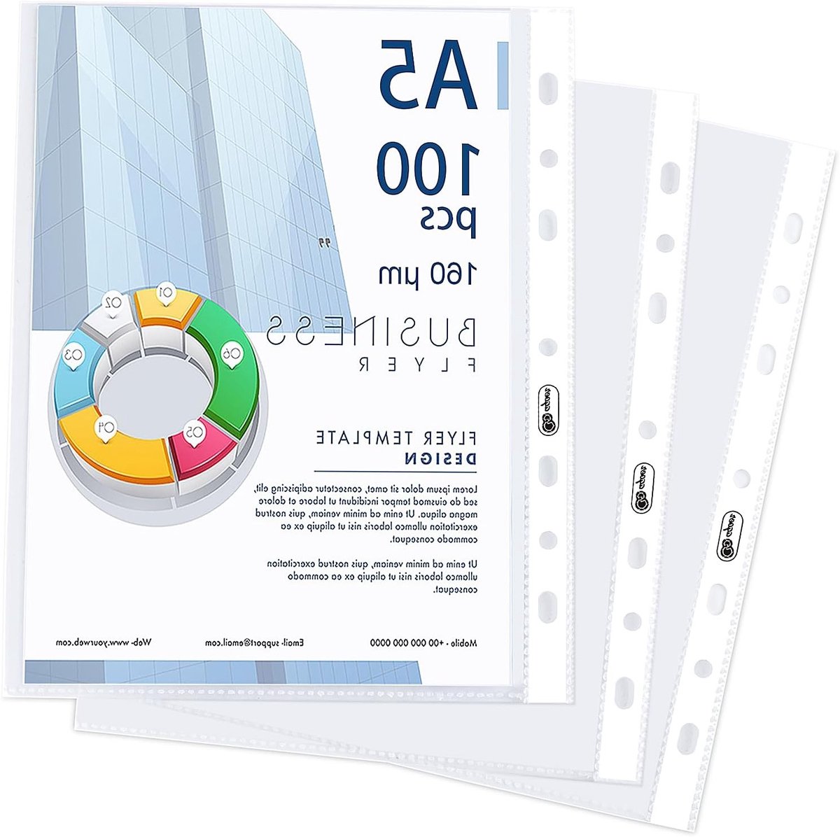 Set van 100 Transparante Documentmappen DIN A5 - Extra Sterke 160 µ Polypropyleen Mappen voor Bescherming van Papieren, Bestanden en Documenten